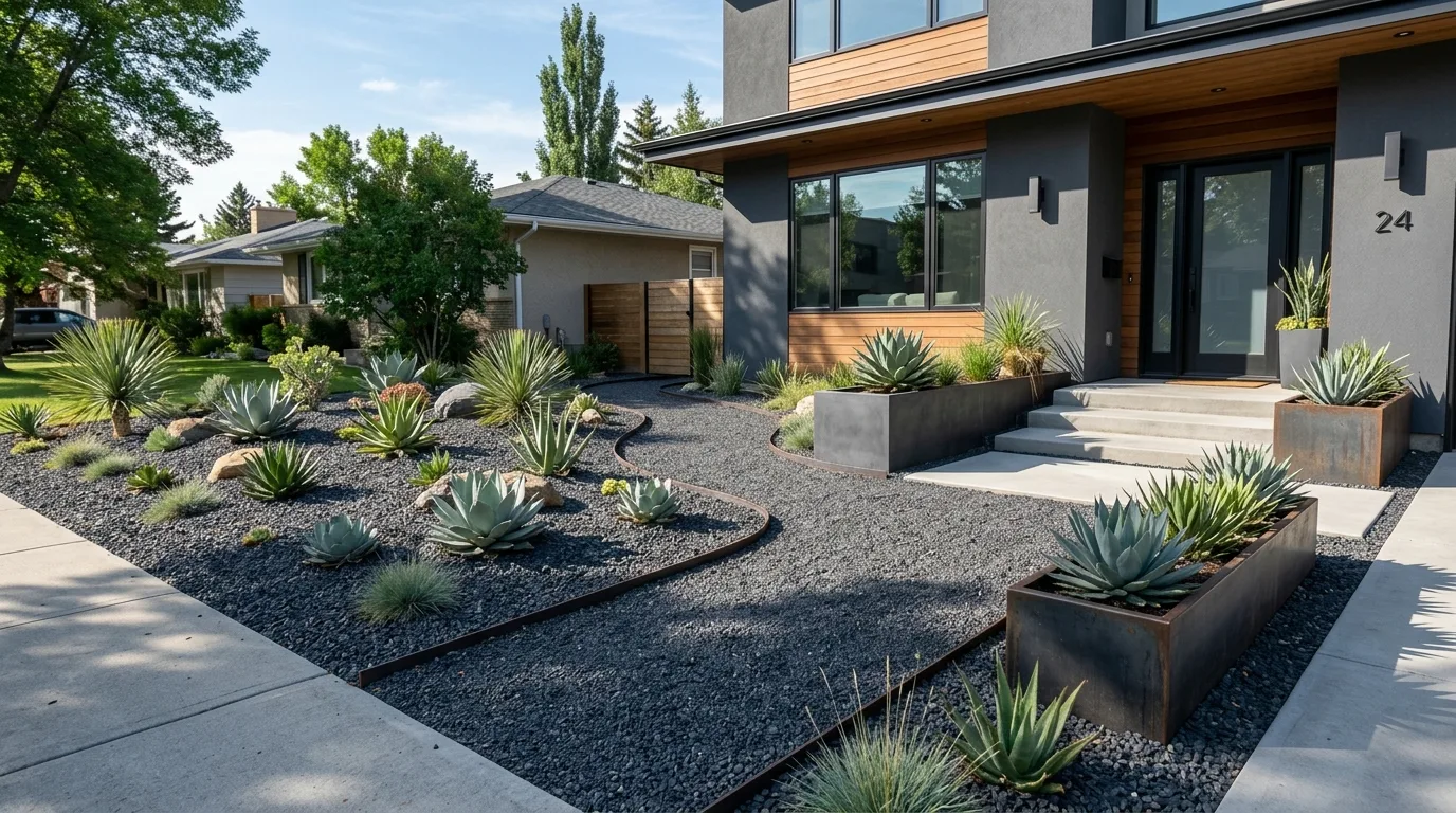 Gravel Seating Area With Potted Plants